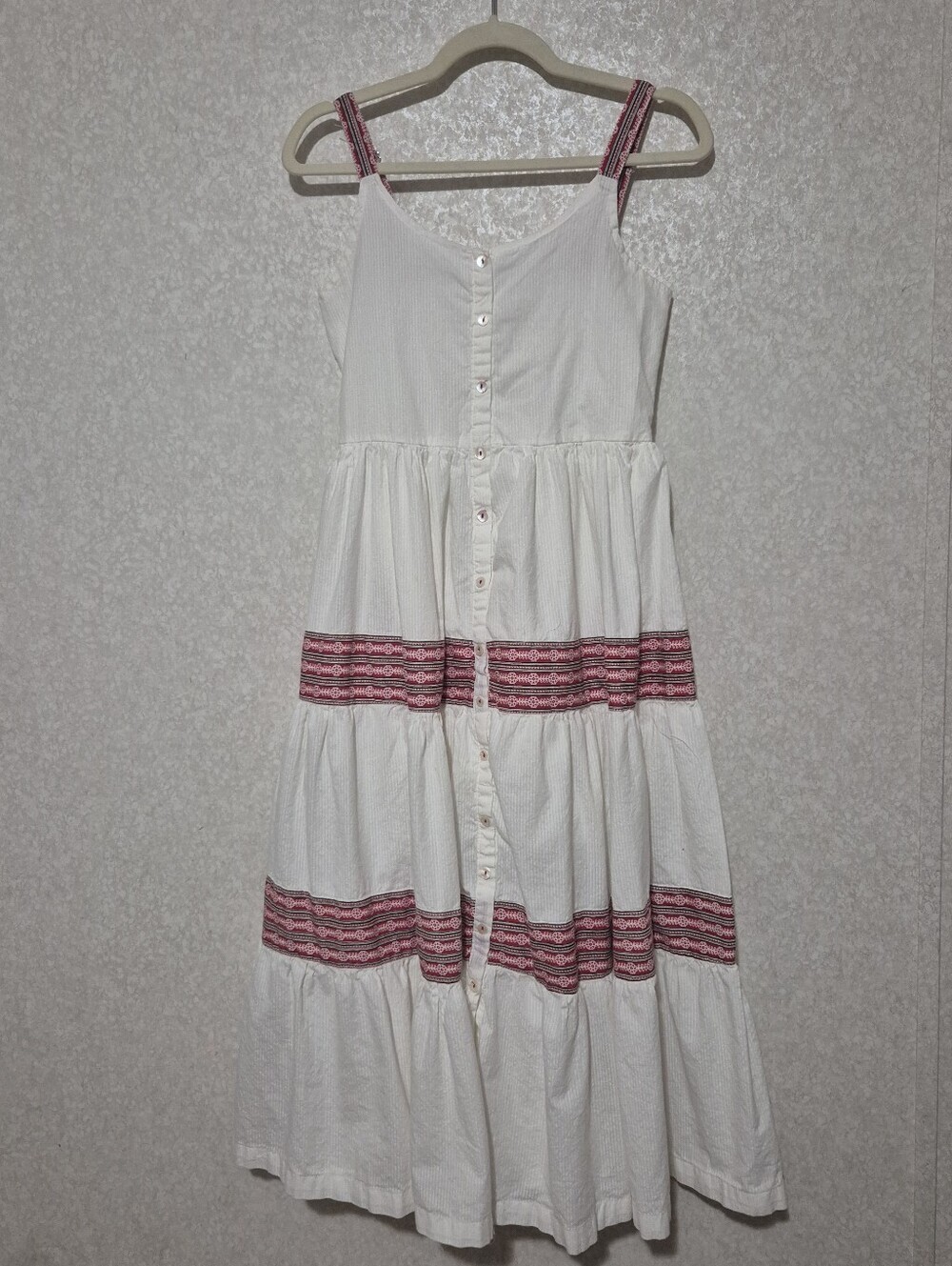 Bombay Paisley White Midi Sundress with Red Trim...Size:S